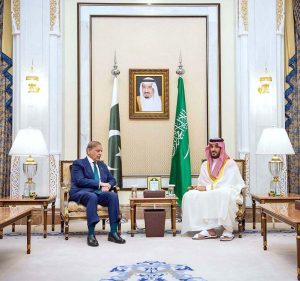 Prime Minister Muhammad Shehbaz Sharif met with His Royal Highness Prince Mohammed bin Salman bin Abdulaziz, the Crown Prince and the Prime Minister of the Kingdom of Saudi Arabia