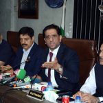 President Faisalabad Chamber of Commerce and Industry (FCCI) Mr. Rehan Naseem Bharara is talking to media persons regarding Federal budget 2025-26