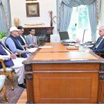 Member National Assembly Sardar Shamher Mazari calls on Prime Minister Muhammad Shehbaz Sharif, Federal Minister for Public Affairs Unit Rana Mubashar Iqbal and Special Assistant to the PM Talha Barki are also present