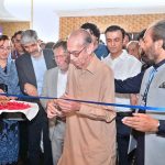 MPA Chaudhry Faisal Ikram, Sheikh Riazuddin (Chairman SIMAP), and Zeeshan Tariq inaugurate the Technology and Innovation Summit 2025 at a private marquee