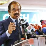 Advisor to Prime Minister for Inter-Provincial Coordination (IPC), Rana Sanaullah Khan addressing the Cash Awards & Grant Distribution Ceremony Pakistan Sports Board at a local hotel.
