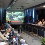 Business community watching the 2025-26 federal budget live on television screen at Chamber of Commerce and Industry (FCCI)