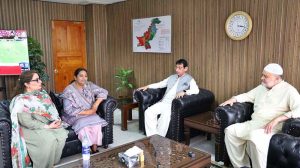Federal Minister for Poverty Alleviation and Social Safety, Syed Imran Ahmed Shah, chaired a strategic meeting with Ms. Romina Khurshid Alam, M. Ameen Ul Haque and Dr. Rubina Feroze Bhatti, at Ministry Poverty Alleviation and Social Safety