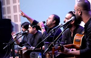 A Qawwal group thrills the audience at the event ‘A Qawwal Night’ organized by the Ministry of Federal Education and Professional Training, National Heritage and Culture Division in collaboration with the Pakistan Council of the Arts at the PNCA Auditorium.