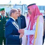 Prime Minister Muhammad Shehbaz Sharif departs for Pakistan from Jeddah, after completing his two day official visit of Saudi Arab. Governor of Jeddah, Prince Saud bin Abdullah bin Jalawi seeing off Prime Minister Muhammad Shehbaz Sharif at Jeddah Airport