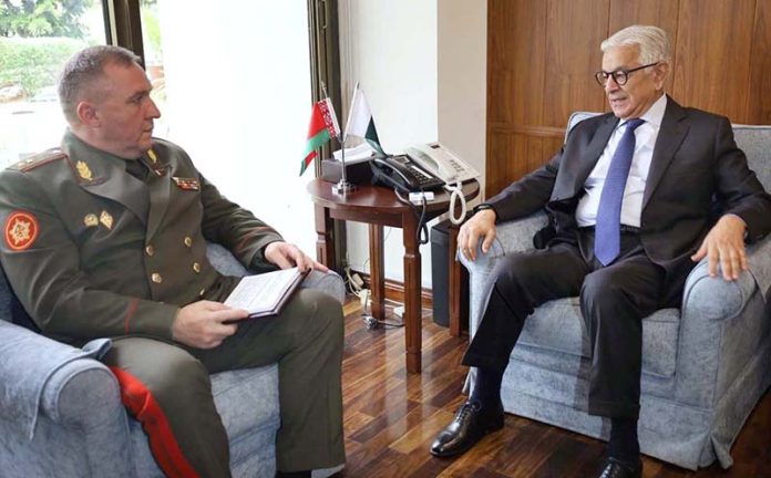 Defence Minister of the Republic of Belarus, Lt. Gen. Viktor Khrenin called on Minister for Defence, Khawaja Muhammad Asif