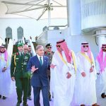 Prime Minister Muhammad Shehbaz Sharif departs for Pakistan from Jeddah, after completing his two day official visit of Saudi Arab. Governor of Jeddah, Prince Saud bin Abdullah bin Jalawi seeing off Prime Minister Muhammad Shehbaz Sharif at Jeddah Airport