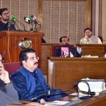 Balochistan Minister for Finance Mir Shoaib Nosherwani presents the provincial budget for fiscal year 2025–26 at the Balochistan Assembly