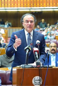 Federal Minister for Finance and Revenue, Senator Muhammad Aurangzeb, presenting the Federal Budget 2025-26 in the National Assembly