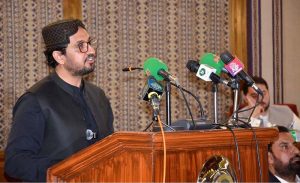 Balochistan Minister for Finance Mir Shoaib Nosherwani presents the provincial budget for fiscal year 2025–26 at the Balochistan Assembly