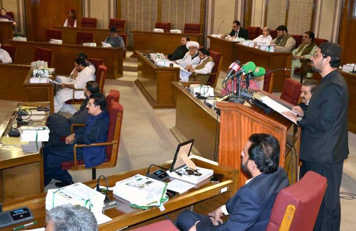 Balochistan Minister for Finance Mir Shoaib Nosherwani presents the provincial budget for fiscal year 2025–26 at the Balochistan Assembly