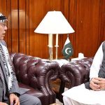 Ambassador of Palestine Dr. Zuhair Mohammad Hamdallah Zaid calls on Speaker National Assembly Sardar Ayaz Sadiq at Parliament House.