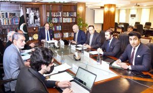 Federal Minister for Finance and Revenue, Senator Muhammad Aurangzeb chairing a high-level meeting of the Pakistan Crypto Council to discuss the draft regulatory framework for digital and virtual assets