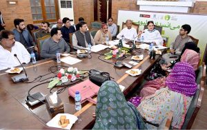 Chairperson of Benazir Income Support Programme Senator Mrs. Rubina Khalid meeting with notable citizen and BISP officers at darbar hall DC Office.
