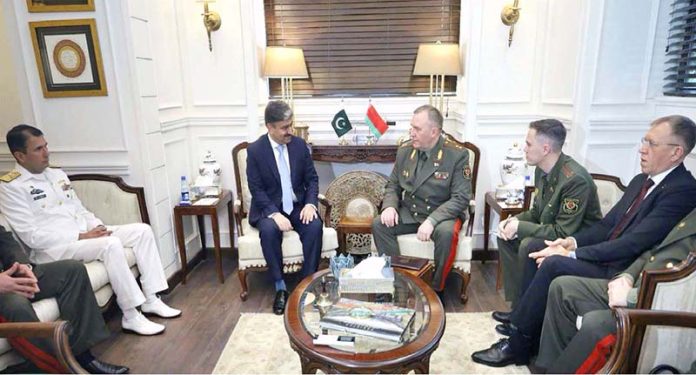 Minister of Defence of the Republic of Belarus, Lt. Gen. Viktor Khrenin called on Secretary Defence, Lt. Gen. Muhammad Ali HI(M) Retd at Ministry of Defence