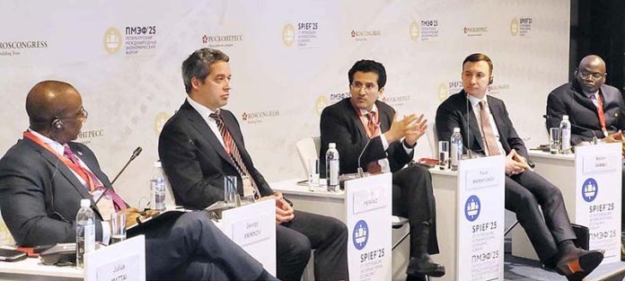 Federal Minister for Petroleum, Ali Pervaiz Malik during a high-level panel discussion at the St. Petersburg International Economic Forum (SPIEF)