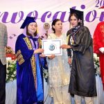 Chairman Punjab Land Records Authority Chaudhry Tariq Subhani and Vice Chancellor Dr. Shazia Bashir (GCWUS) distribute certificates among students during the 6th convocation of Government College Women University, at a private marquee