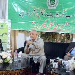 Senior Advisor (In charge) Federal Ombudsman Regional Office Karachi Syed Anwar Haider addressing “Awami Khulli Katchehri” in District Korangi
