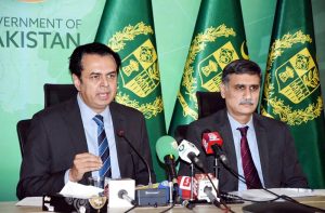 Minister of State for Interior & Narcotics Control, Talal Chaudhry addressing a press conference.