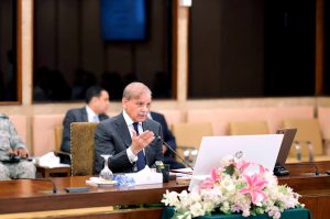 Prime Minister Muhammad Shehbaz Sharif chairs a meeting of the Federal Cabinet in Parliament House.
