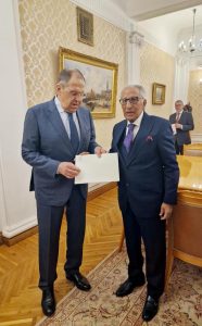 Syed Tariq Fatemi, Special Assistant to the Prime Minister (SAPM) called on Sergey Lavrov, Russian Foreign Minister and also hand delivered Prime Minister Shahbaz Sharif’s letter addressed to President Putin.