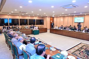 Prime Minister Muhammad Shehbaz Sharif chairs a meeting of the Federal Cabinet in Parliament House.