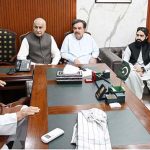 Speaker National Assembly Sardar Ayaz Sadiq in a meeting with President of Jamiat Ulema-e-Islam (F) Maulana Fazal-ur-Rehman at Parliament House. Governor Balochistan Jaffar Khan Mandokhail is also present