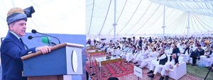 Prime Minister Muhammad Shehbaz Sharif addresses a Jirga.
