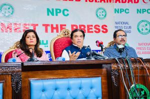 Federal Minister for Railways Muhammad Hanif Abbasi addresses ‘Meet the Press’ at National Press Club Islamabad — unveils major reforms, improved passenger facilities, inter-provincial partnerships, digital transformation, and investment-led modernization of Pakistan Railways.