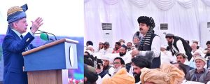 Prime Minister Muhammad Shehbaz Sharif addresses a Jirga.