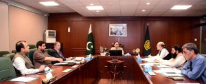 Federal Minister for Maritime Affairs, Muhammad Junaid Anwar Chaudhry chairing a meeting on business plan of Pakistan National Shipping Corporation.