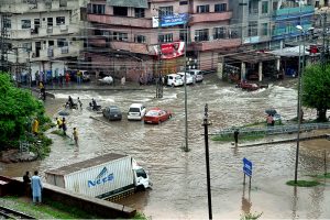 Airport Road submerged in water due to heavy rain experienced in the twin cities.