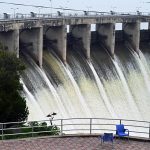 A view of the spillways of Rawal Dam being opened as a precautionary measure following a rise in water levels due to recent heavy rains