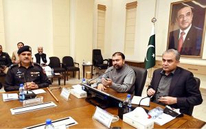 Chief Minister Balochistan Mir Sarfaraz Bugti and Federal Minister for Interior, Mohsin Naqvi chair a meeting on law and order situation