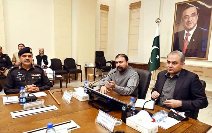 Chief Minister Balochistan Mir Sarfaraz Bugti and Federal Minister for Interior, Mohsin Naqvi chair a meeting on law and order situation