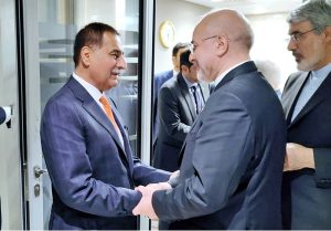 Speaker National Assembly Sardar Ayaz Sadiq in a meeting with Speaker of the Parliament of Iran Mohammad Bagher Ghalibaf on the sidelines of the 6th World Conference of Speakers of Parliament.