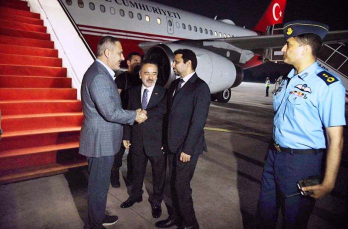 The Foreign Minister of Turkiye, Hakan Fidan, has arrived in Islamabad on an official visit. He was received by Additional Secretary (West Asia), Ambassador Syed Ali Asad Gillani, at Nur Khan Airbase