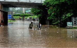 Airport Road submerged in water due to heavy rain experienced in the twin cities.