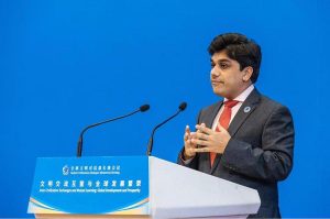 Huzaifa Rehman, State Minister for Culture and National Heritage, Pakistan, addressing the Global Civilizations Conference 2025