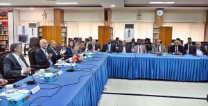 President PAISAR, Mushahid Hussain Sayed addressing during ceremony to celebrate Egypt's Revolution Day at Institute of Strategic Studies Islamabad (ISSI).