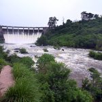 A view of the spillways of Rawal Dam being opened as a precautionary measure following a rise in water levels due to recent heavy rains