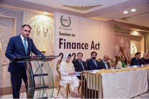Minister of State for Finance & Head of PM Delivery Unit Bilal Azhar Kiyani addressed the seminar on Finance Act 2025