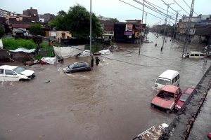 Airport Road submerged in water due to heavy rain experienced in the twin cities.