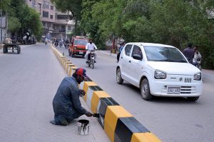 Staffers of Municipal Corporation busy in maintenance work of an electric pole to ensure uninterrupted power supply in the area
