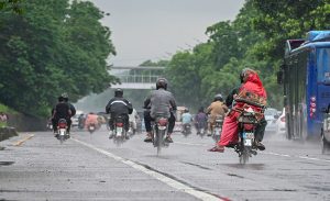 Vehicles move along expressway during rainfall experienced in the Federal Capital.