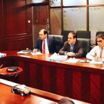Federal Minister for Maritime Affairs, Muhammad Junaid Anwar Chaudhry chairing a high-level meeting, to discuss the expansion of Gwadar Port's operational capacity, new shipping lines and a proposed GCC ferry service.