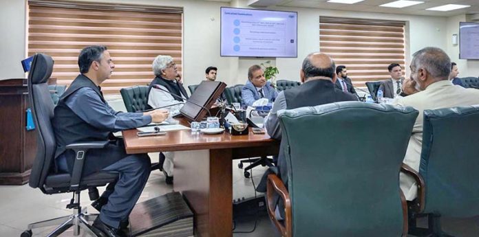 Federal Minister for Maritime Affairs, Muhammad Junaid Anwar Chaudhry chairing a meeting at the FBR headquarters in Islamabad to discuss strategies for reducing container dwell time at ports by 70%