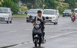 Vehicles move along expressway during rainfall experienced in the Federal Capital.