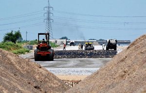 Heavy machinery being used during construction work of Rawalpindi Ring Road project, Rawalpindi Ring Road is 38.3 kilometer between the cities of Rawalpindi and Islamabad. Ring Road starts from Channi Alam Sher Bridge near Rawat and end near Thalian Interchange close to the Lahore-Islamabad Motorway.