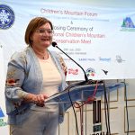 H.E. Marilina Armellin, Ambassador and Minister Plenipotentiary of the Italian Republic to Pakistan, addresses the closing ceremony of the 21st National Children’s Mountain Conservation Meet–2025 and Children’s Mountain Forum, held under the theme ‘Climate Change and its Impact on the Mountain Environment,’ at a local hotel